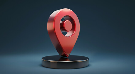 Poster - Location pin and map marker in modern design with glossy finish and dark background