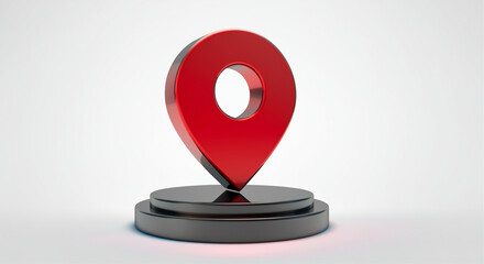 Poster - Location pin icon on glossy pedestal showing navigation and mapping concept