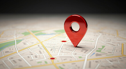 Poster - Map pin and location marker on detailed map for navigation and location services