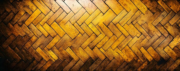 Golden Chevron Wood Floor