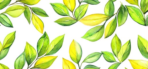 Sticker - Watercolor Green and Yellow Leaves