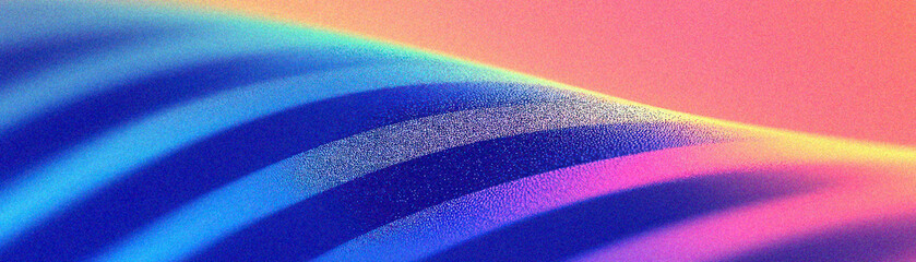 Poster - Grainy gradient background, A close-up of vibrant, wavy stripes in mesmerizing colors, creating a dynamic and modern abstract background perfect for creative projects.