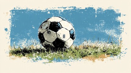 Aufkleber - A clean minimalist illustration of a football on a tee before kickoff using contrasting colors and sharp outlines Large space for text in center Stock Photo with copy space