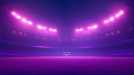 Aufkleber - A wide-angle minimalist illustration of an iconic NFL stadium lit up at night with clean architectural lines Large space for text in center Stock Photo with copy space