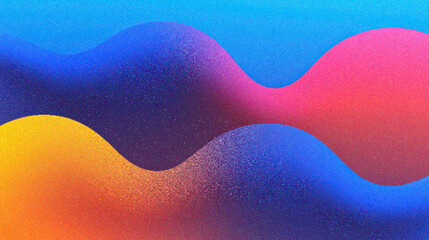 Poster - Grainy gradient background, Vibrant abstract waves with a gradient of colors, showcasing artistic design and modern aesthetics for creative projects.