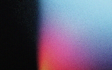 Poster - Grainy gradient background, A vibrant abstract background showcasing a gradient of colors transitioning from black to pink and blue, ideal for artistic or modern design projects.