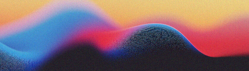 Poster - Grainy gradient background, Vibrant abstract landscape featuring flowing colorful shapes that create an immersive visual experience. Perfect for artistic projects and backgrounds.