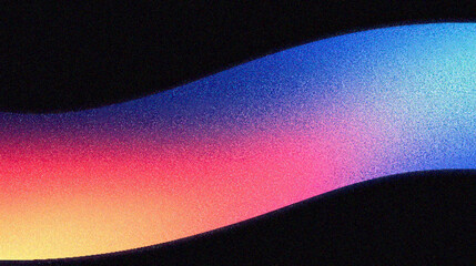 Poster - Grainy gradient background, Vibrant abstract gradient wave with soft hues of blue, pink, and orange against a dark background, perfect for modern design and artistic projects.