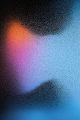 Poster - Grainy gradient background, A vibrant abstract image featuring a blurred interplay of colors and textures, created by condensation on a glass surface.