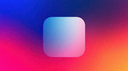 Poster - Grainy gradient background, A vibrant abstract background featuring a soft gradient of blue, purple, and orange hues with a rounded square shape in the center.