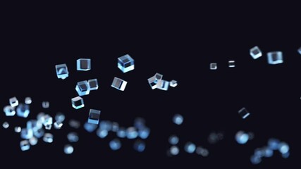 Sticker - glass cubes flying in orbit, seamless looping