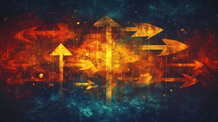 Poster - An abstract representation of football play strategy on the field with minimalistic arrows and geometric shapes Large space for text in center Stock Photo with copy space