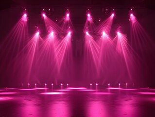 Poster - Bright Pink Stage Lights in a Dark Setting