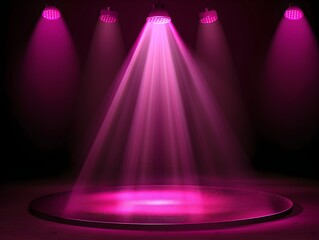Poster - Soft Pink Light Beams in a Dark Studio Environment