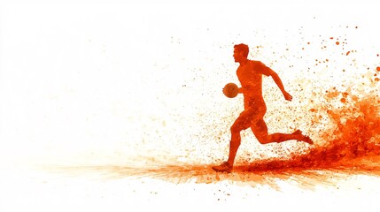 Wall Mural - A stylized vector of a football player running the ball with dynamic motion lines and minimal details Large space for text in center Stock Photo with copy space