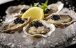 © chusnul - A gourmet presentation of oysters on ice, garnished with lemon and caviar, showcasing luxury dining.
