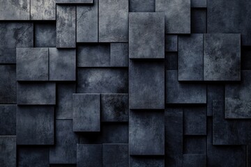 Fototapete - Dark pattern background with geometric designs in black and gray, creating a sleek, contemporary feel
