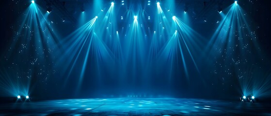 Poster - Blue Stage Lighting with Beam Effects