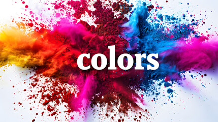 Wall Mural - explosion of colorful powder on white background, 