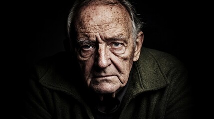 Elderly Man with Expressive Eyes in Dramatic Lighting