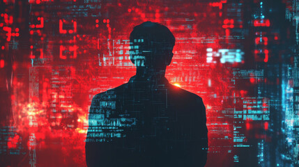 Poster - A hacker secretly takes data from computers connected to the internet. They break through the security systems to do this.