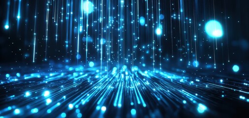Poster - Futuristic blue lights creating a dynamic visual effect on a dark background.