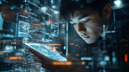 Poster - Artificial intelligence (AI) is changing how we use smartphones.  This image shows how AI technology is being used to create a more digital future.
