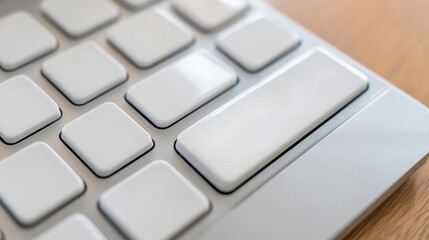 Canvas Print - A close up of a computer keyboard on top of wood, AI