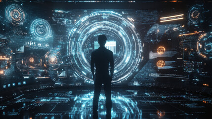 Poster - Artificial intelligence (AI) is changing how we work with technology. This image shows a futuristic digital interface, representing the power of AI in the future.