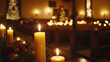 © Chaiwit - serene Christmas Eve church service illuminated by glowing candles creates warm and festive atmosphere. soft light reflects off decorations, enhancing seasonal spirit