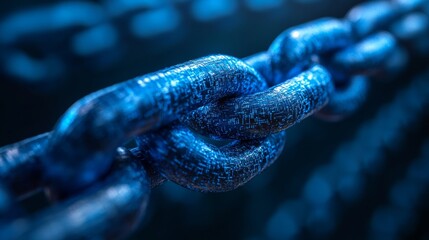 Blue Chain With Circuit Pattern  - Digital Security Concept
