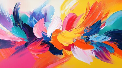 Poster - Vibrant abstract artwork featuring bold brush strokes in a colorful palette, perfect for modern decor and design inspiration.