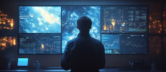 A Man Looking at Digital Data