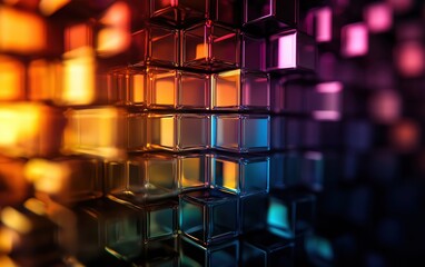 Poster - Colorful abstract cubes creating a vibrant 3D visual effect.