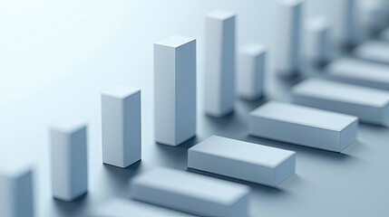 Wall Mural - Close-up of a bar graph with evenly spaced bars and a neutral background, leaving a large area on the right for copy or data insights.