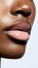 Sticker - Close up view of beautiful black skin woman lips. Fashion make up, beauty injections concept, cosmetology