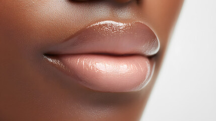 Sticker - Close up view of beautiful black skin woman lips. Fashion make up, beauty injections concept, cosmetology