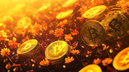 Poster - Bitcoin is a digital currency. Its value is growing rapidly. It's traded globally. This banner shows how Bitcoin is promoted online.