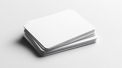 Poster - Stack of  white blank credit cards mockup on white background : Generative AI