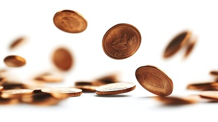 Poster - Falling coins isolated on white background : Generative AI