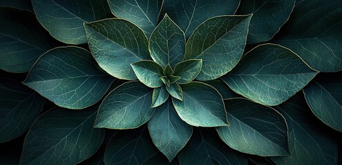 Wall Mural - Abstract green leaves forming a beautiful pattern.