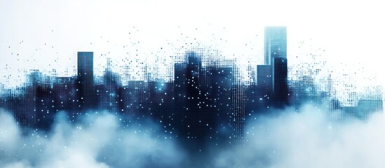 Poster - Digital Cityscape Emerging from the Clouds