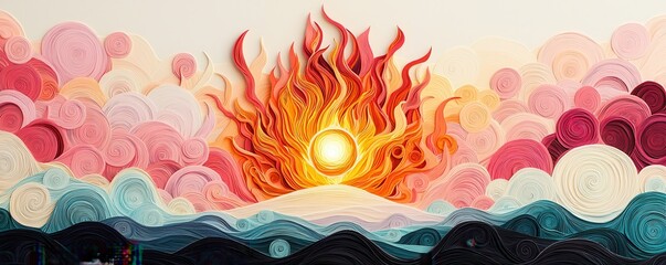 Sticker - Abstract Sunset Paper Art