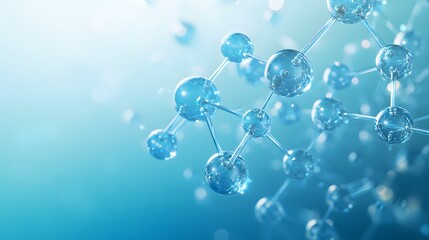 Poster - Abstract Molecular Structure with Blue Spheres and Bonds