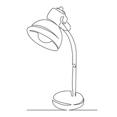 Wall Mural - One continuous single drawing line art flat doodle desk, desk lamp, business, horizontal, copy space, office, table, no people, indoor. Isolated image hand draw contour on a white background