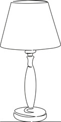 Wall Mural - One continuous single drawing line art flat doodle lamp, table, interior, home, light, furniture, indoor, room, night, decor. Isolated image hand draw contour on a white background