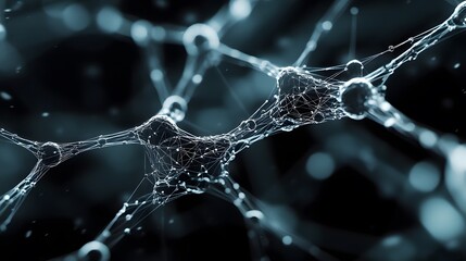 Poster - A Close-Up View of a White Web-Like Structure With Connected Spheres