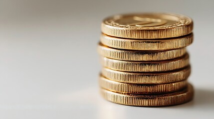 Poster - Stacked coins on white background Investment concept : Generative AI
