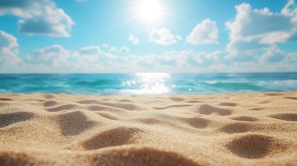 Poster - sun of summer time on sky and sand of beach : Generative AI