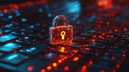 Leinwandbilder - Cyber security network Data protection concept Businessman using laptop computer with digital padlock on internet technology networking with cloud computing and data management cyberse : Generative AI